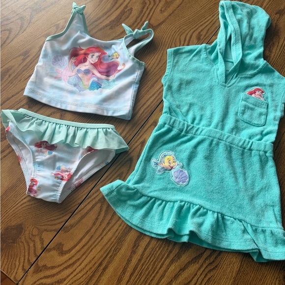 Disney Other - Disney Princess Hooded Terry Cover-Up in Aqua